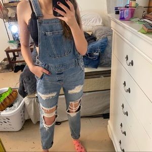 Blue Denim ripped Overalls NWT never worn